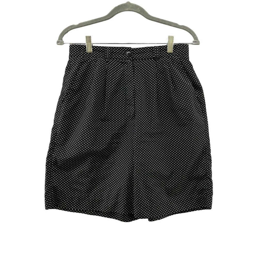 Vintage Tail High Waisted Shorts Womens 27-28" Waist Black Polka Dot Pleated